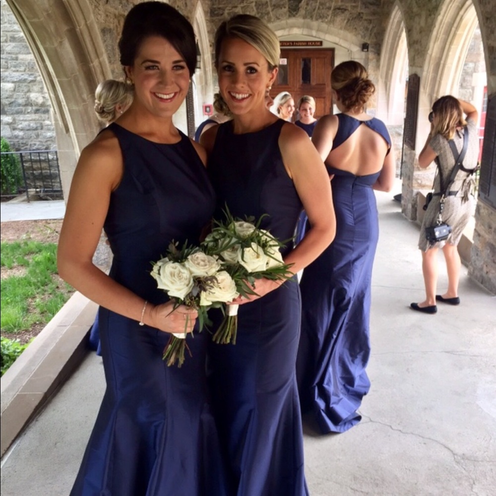 Monique Lhullier navy blue gown. No alterations.